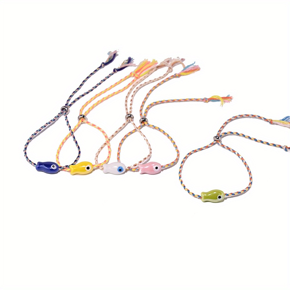 Ceramic Fish Bracelet Handwoven Cord Tibetan Braiding